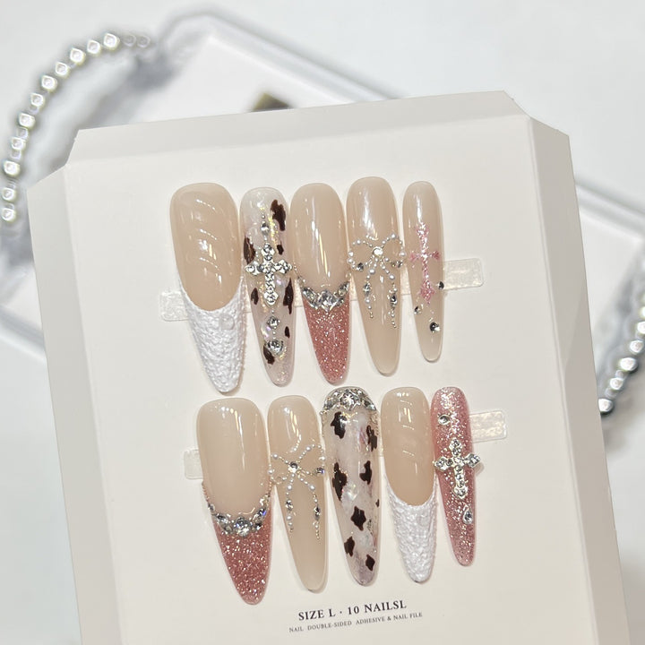 Decorative Long Stiletto Press-On Nail Set