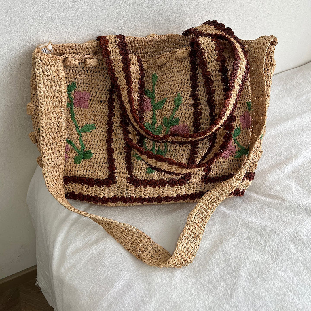 Braided shoulder bag with floral motif Stornfield