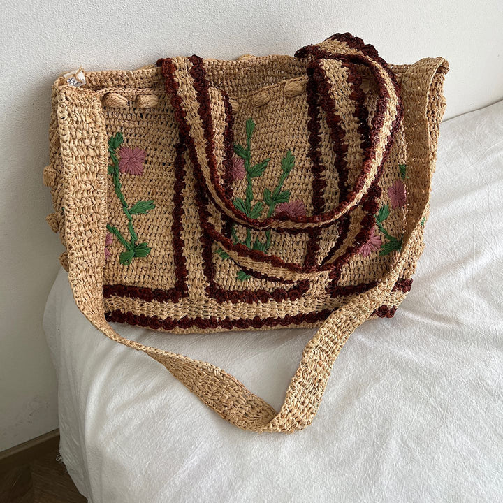 Braided shoulder bag with floral motif Stornfield