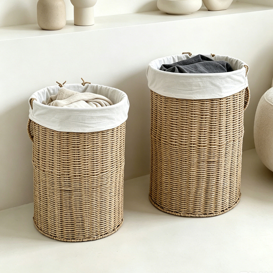Rustic laundry basket made of woven material Stornfield
