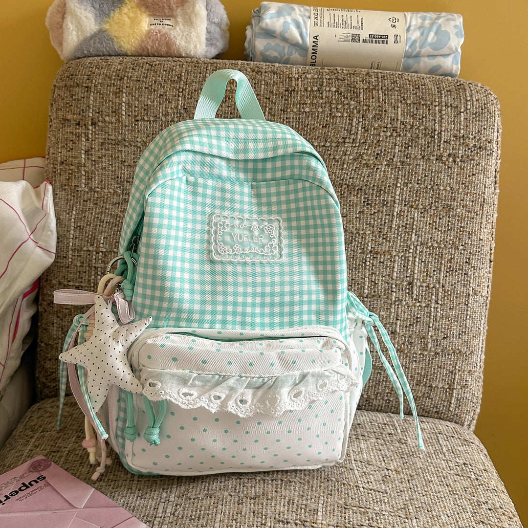 Charming Gingham Print School Backpack Stornfield