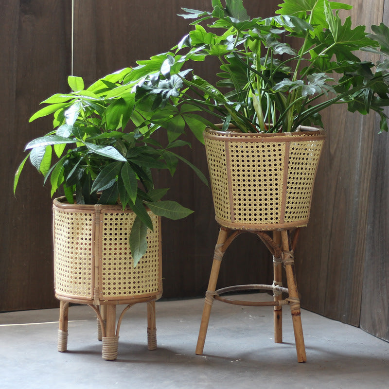 Stylish plant stand made of rattan Stornfield