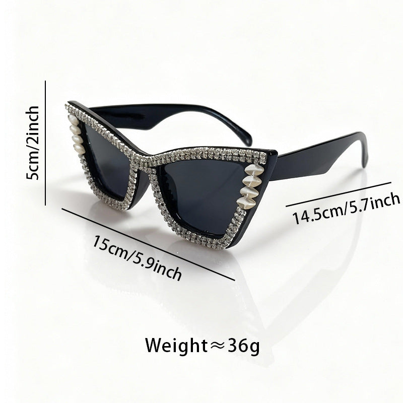 Rhinestone-Accented Cat-Eye Sunglasses Stornfield