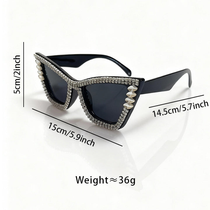 Rhinestone-Accented Cat-Eye Sunglasses Stornfield