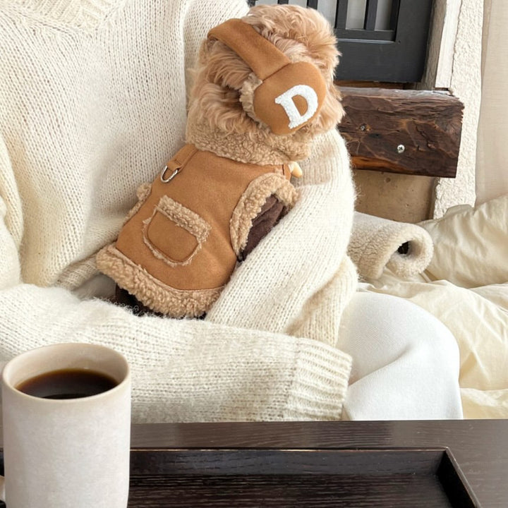 Plush Shearling Reversible Dog Vest with Harness D-Ring