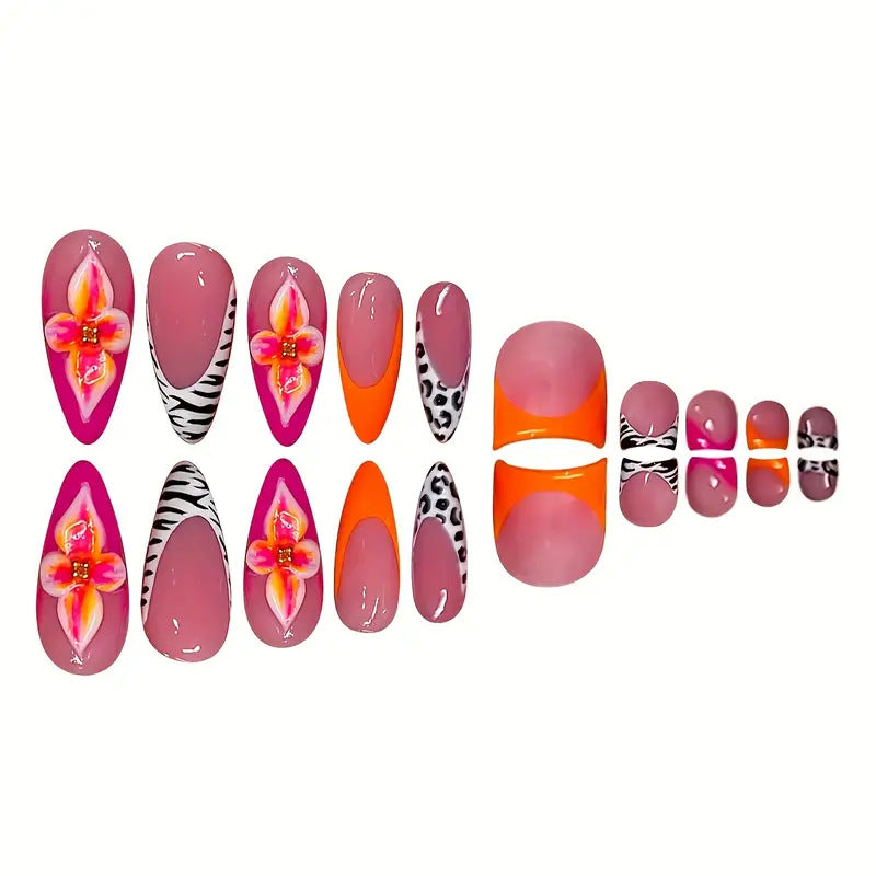 Artistic Floral and Abstract Press-On Nail Set Stornfield