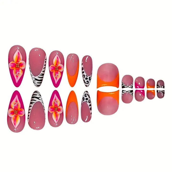 Artistic Floral and Abstract Press-On Nail Set Stornfield