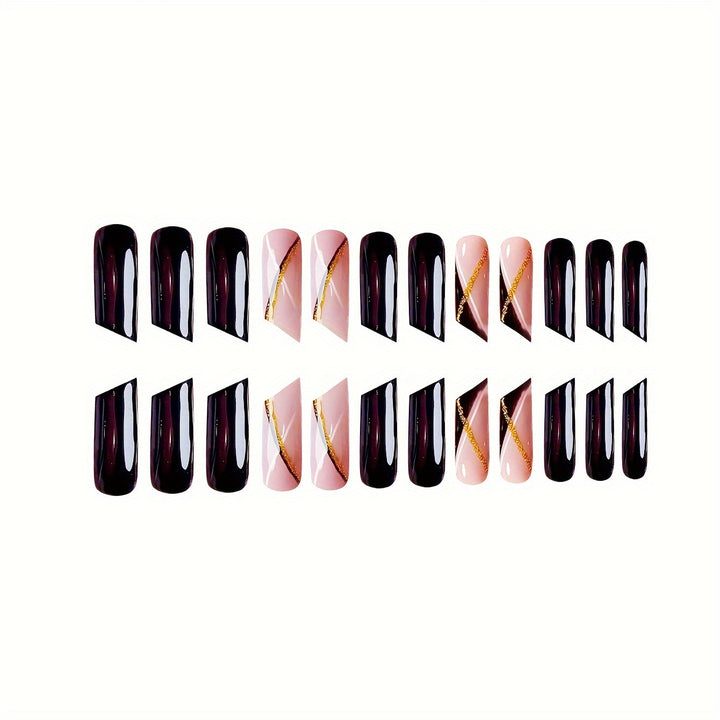 Premium Glossy Coffin Press-On Nails Stornfield