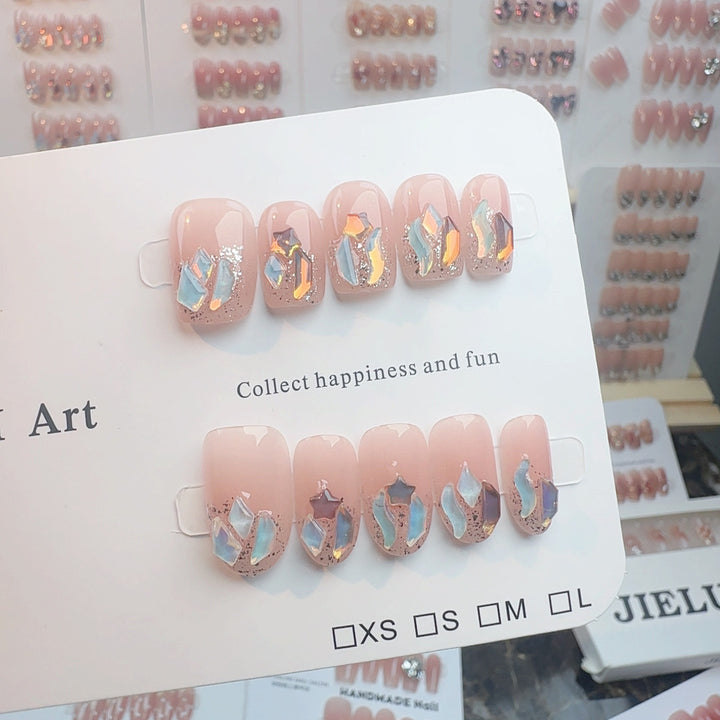 Elegant Crystal-Embellished Press-On Nail Set Stornfield
