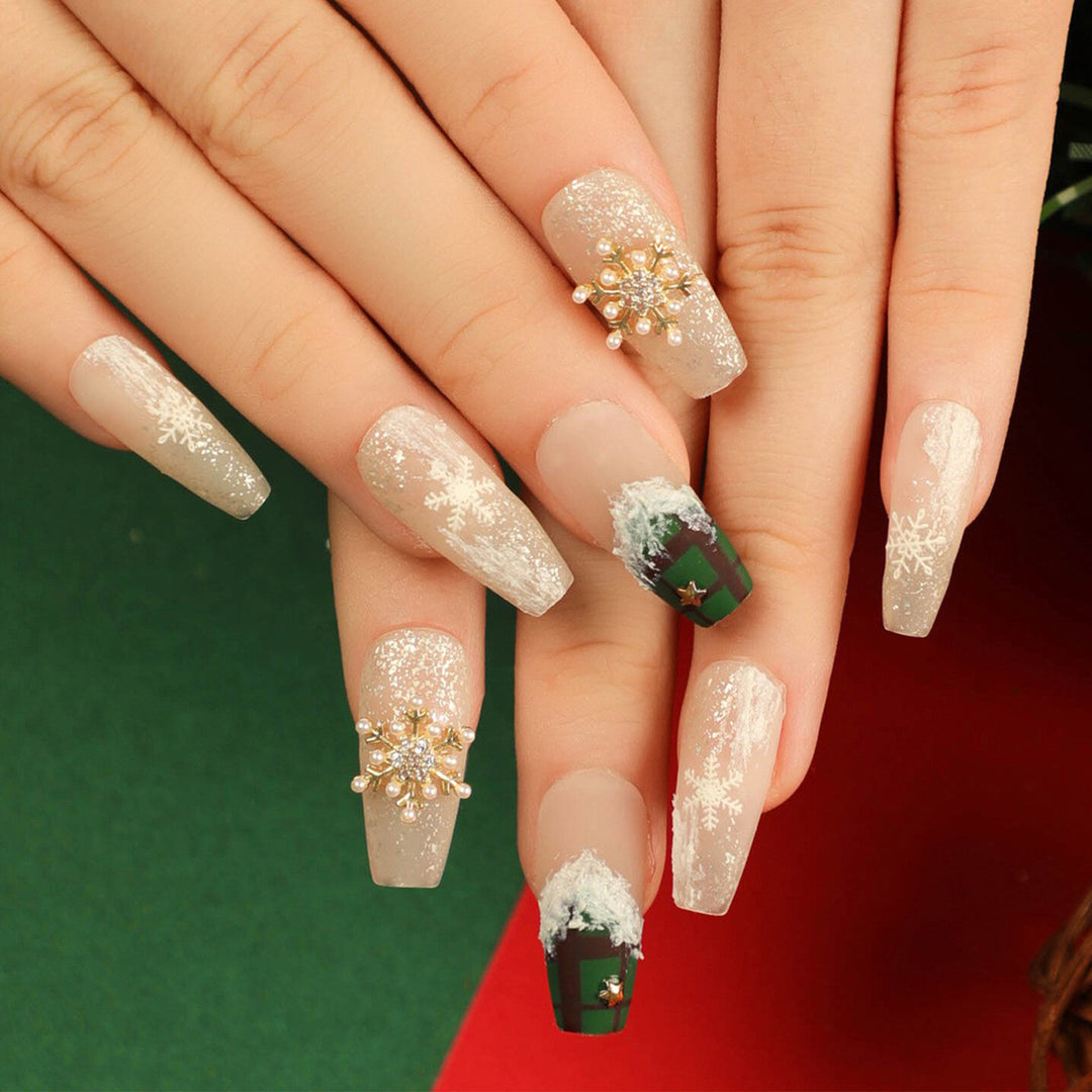 Artistic Nail Extensions with Festive Christmas Design Stornfield