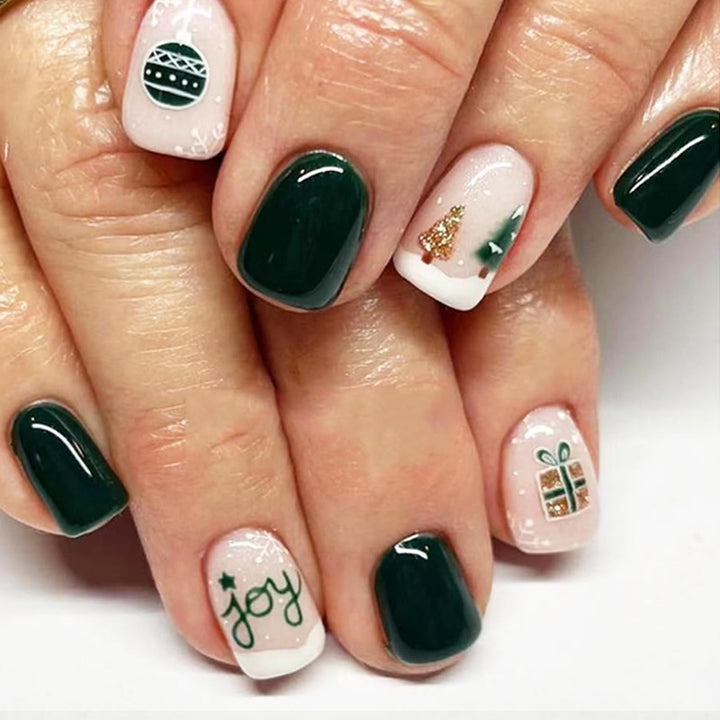 Artificial nail set with winter decoration Stornfield