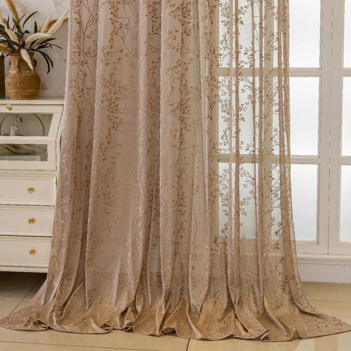 WoFloral Embroidered Sheer Curtain Stornfield