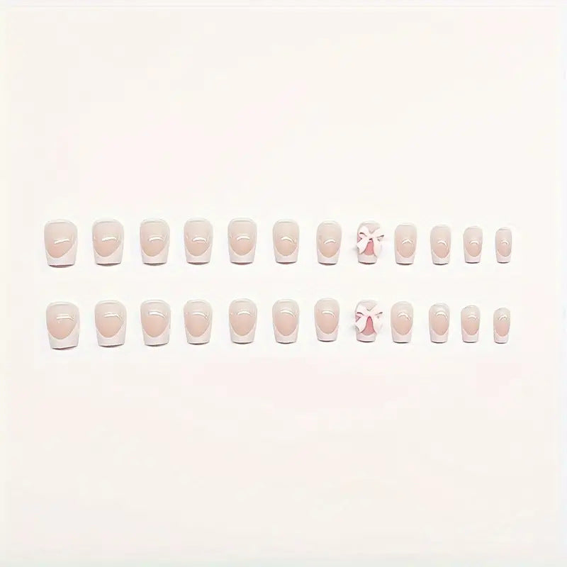 Charming Bow-Embellished Press-On Nail Art Stornfield