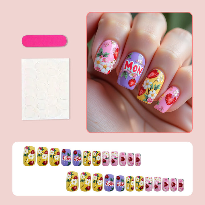 Artificial nail set with floral and fruity designs Stornfield
