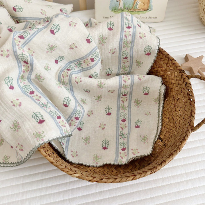 Women's Cozy Cotton Blanket with Floral Design Stornfield
