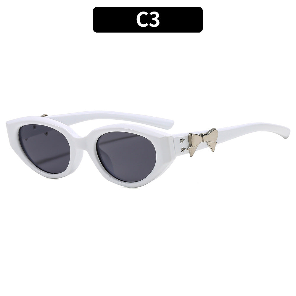 Elegant Cat-Eye Sunglasses with Decorative Bow