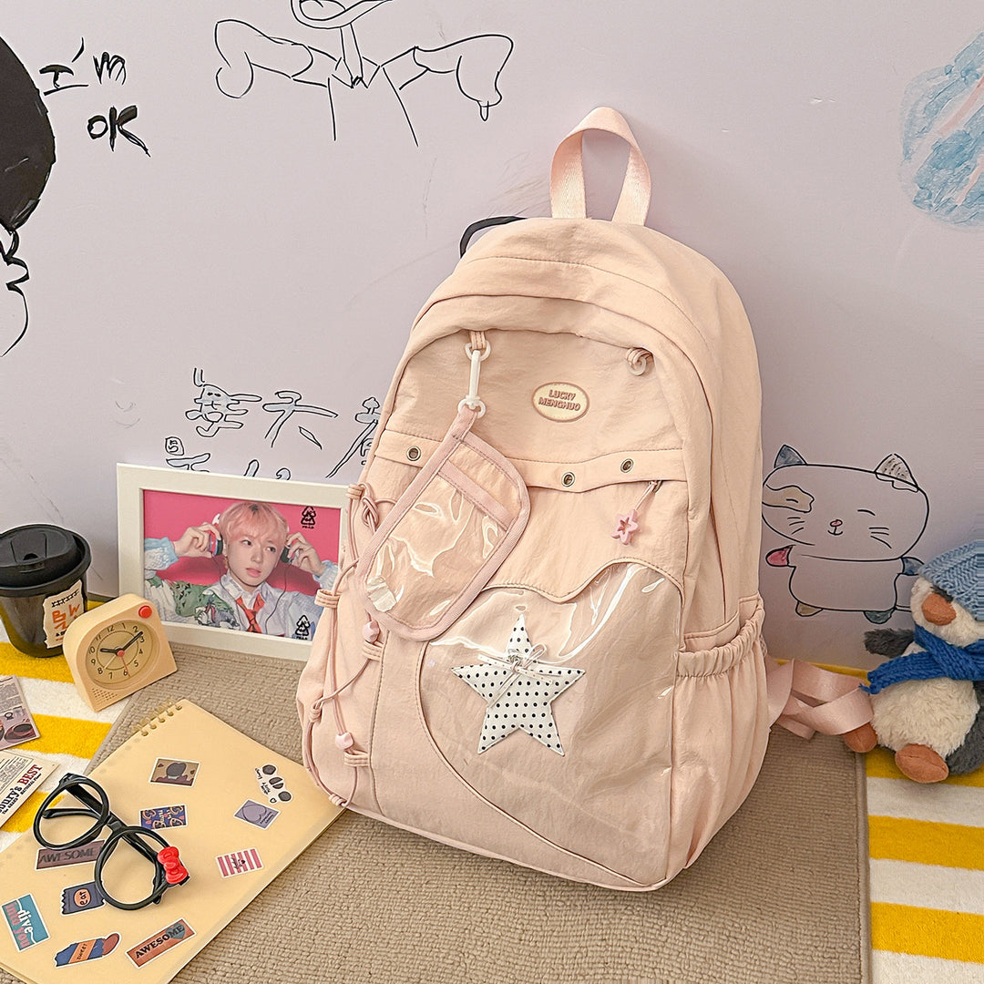 Stylish Multi-Pocket Star-Appliqué Backpack Stornfield
