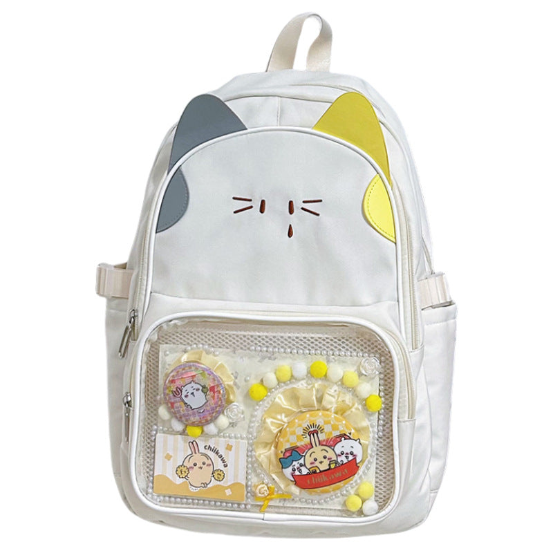 Playful Cat-Ear Graphic Backpack Stornfield