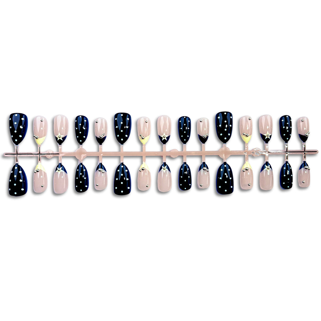 Decorative Press-On Nail Set with Star Accents