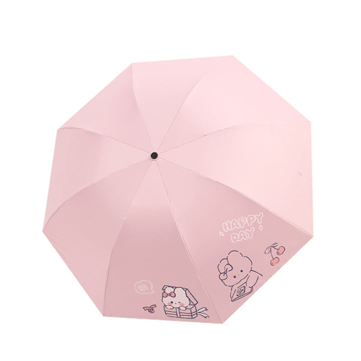 Ladies folding umbrella with playful design and cheerful Stornfield motif