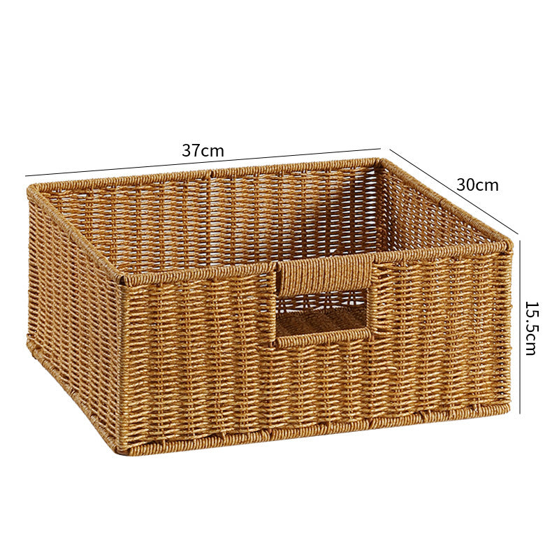 Handwoven Rectangular Storage Basket with Cut-Out Handles Stornfield
