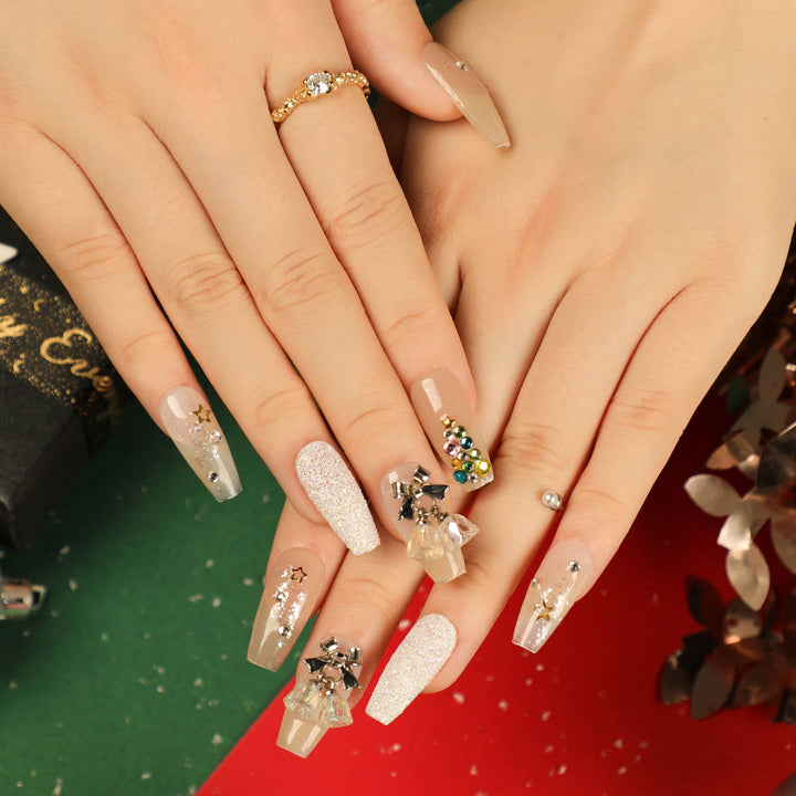 Artful nail extensions with elegant crystal embellishments Stornfield