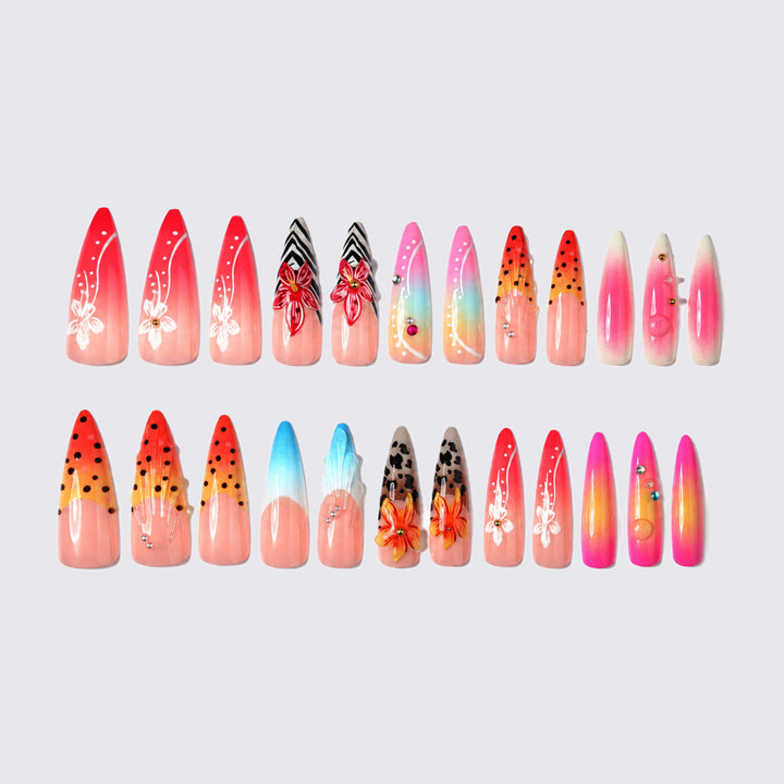 Artificial nails with floral and glamorous design Stornfield