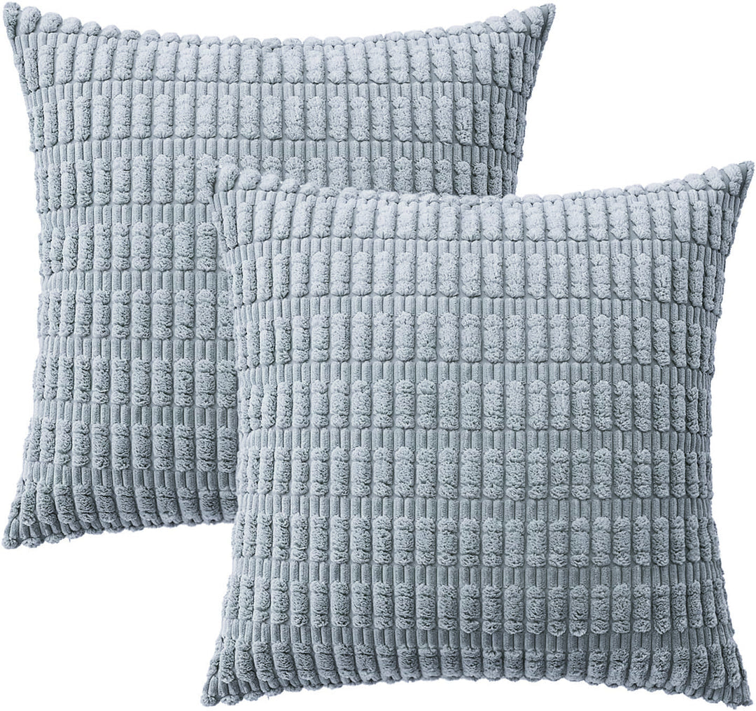 Textured Chenille Square Throw Pillow Cover Pair with Raised Grid Tufting