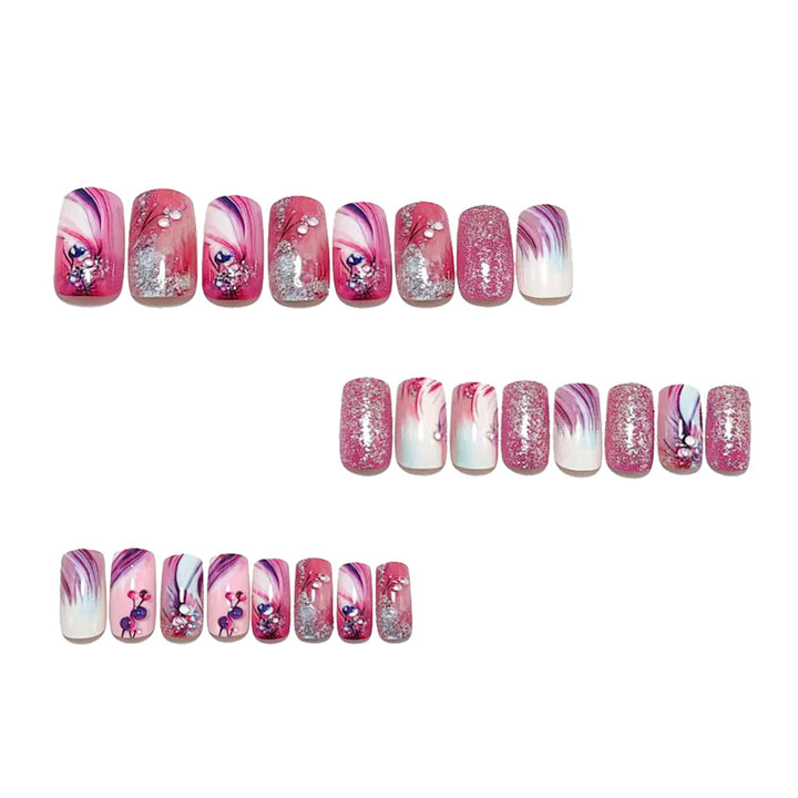 Glamorous artificial nails with filigree glitter decorations Stornfield