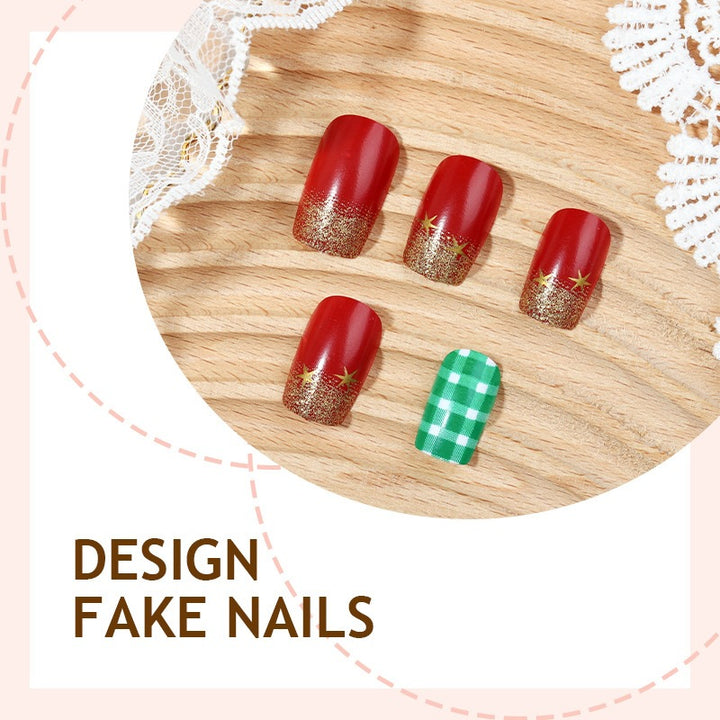 Festive artificial nail set with glitter and Christmas motifs Stornfield
