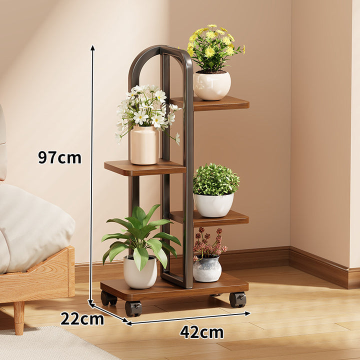 Rolling Vertical Plant Display Shelf with Arch Handle