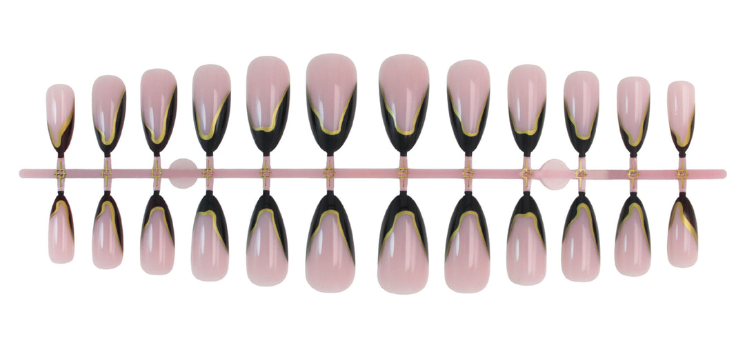 Acrylic nail set with elegant black-and-white lace accent Stornfield