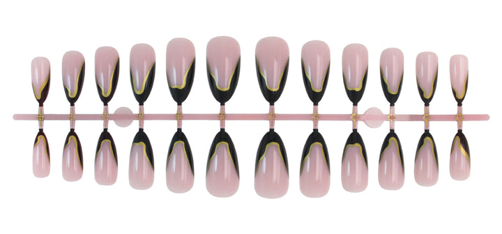 Acrylic nail set with elegant black-and-white lace accent Stornfield