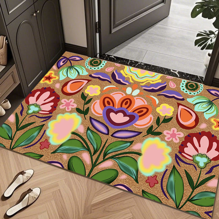 Colorful Artistic Floral Area Mat
