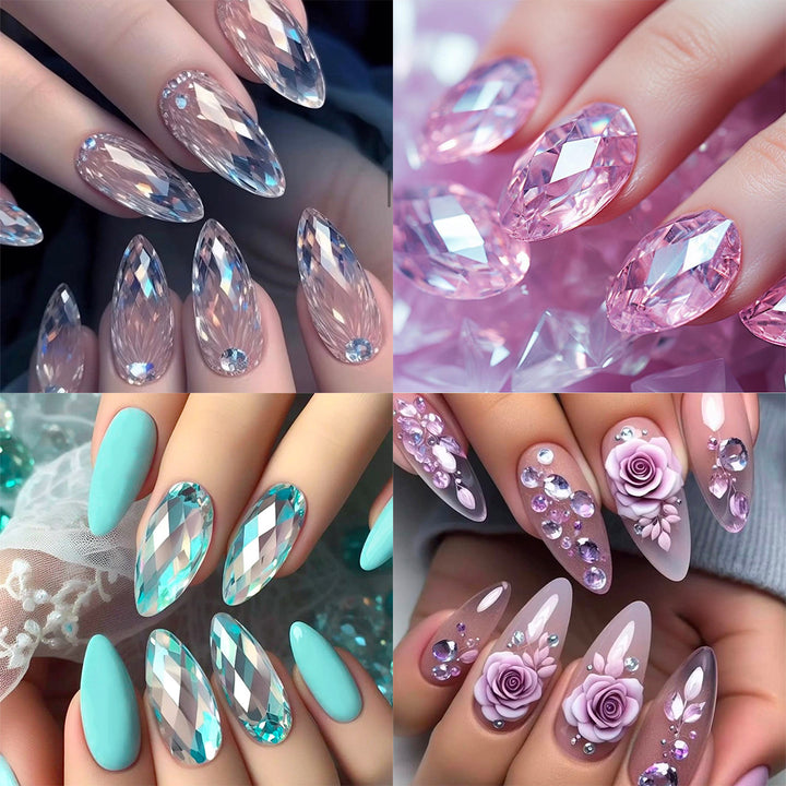Acrylic nail set with crystal design and sparkling accents Stornfield