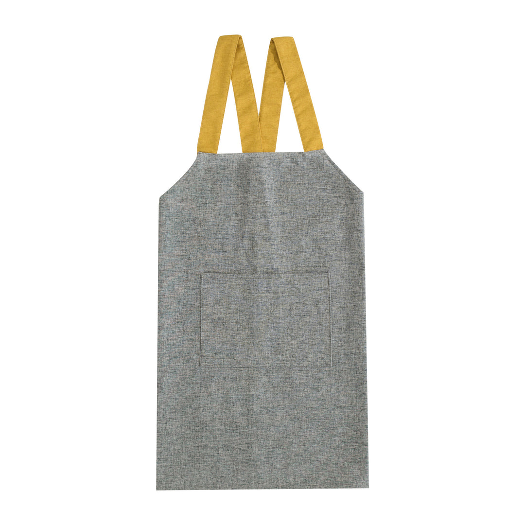 Apron with cross straps and large front pocket made of linen blend