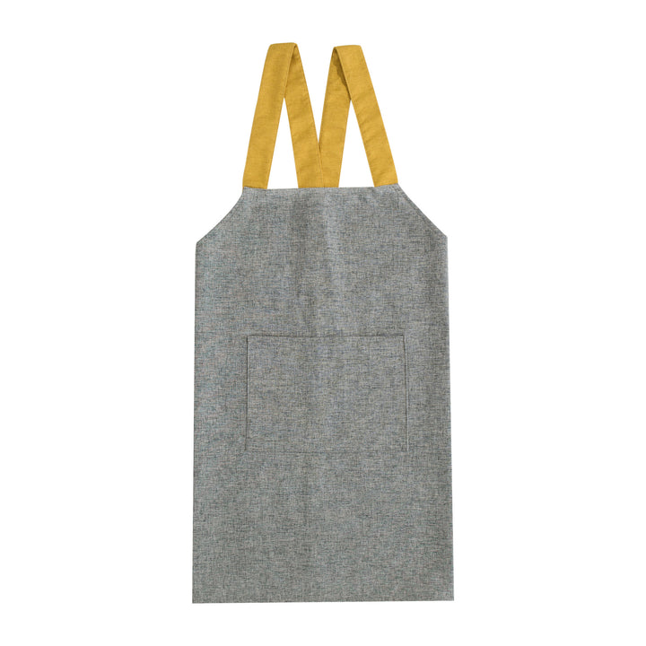 Apron with cross straps and large front pocket made of linen blend