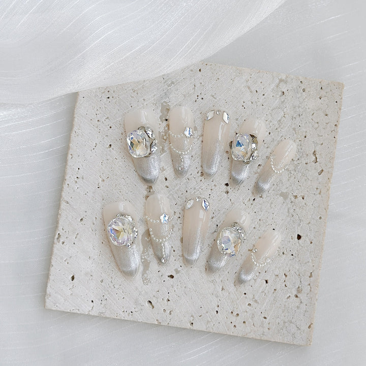 Decorative Nail Art Set with Rhinestone and Metallic Accents