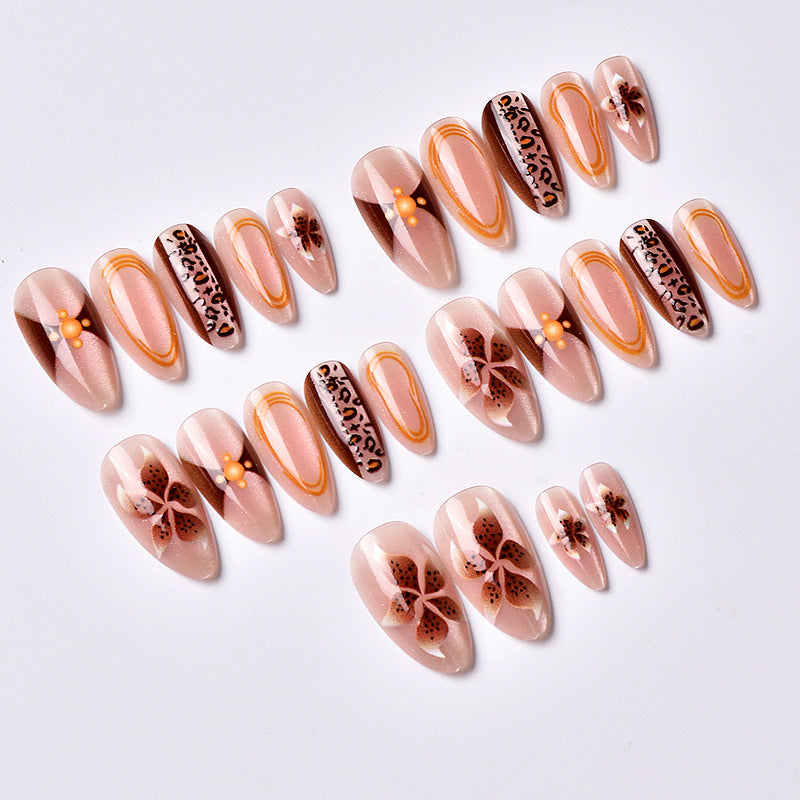 Artistic Press-On Nail Art Set with Floral and Animal Prints Stornfield
