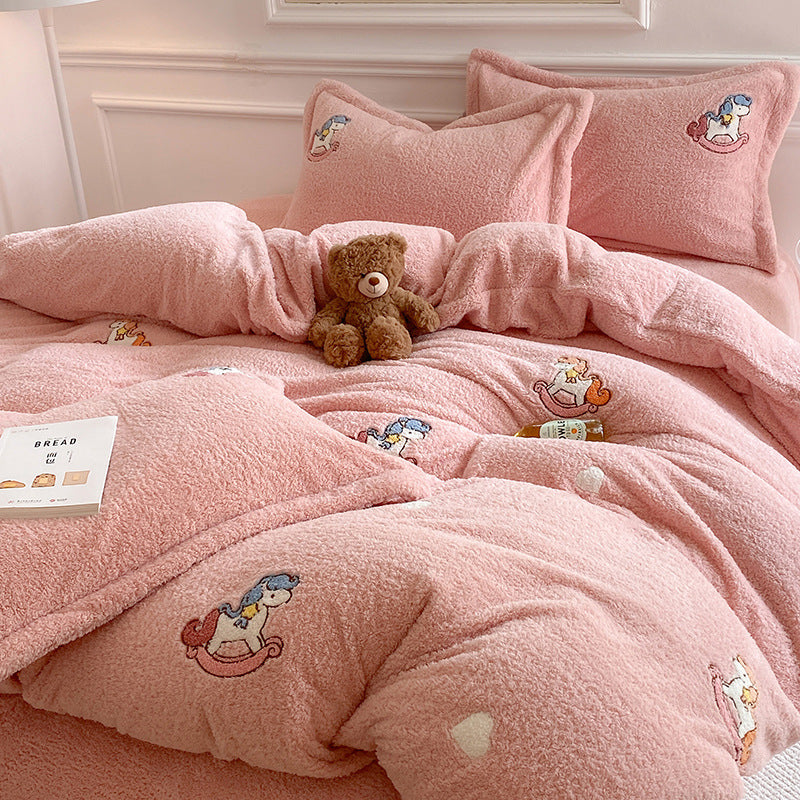 Plush Sherpa Comforter and Decorative Pillowcase Set