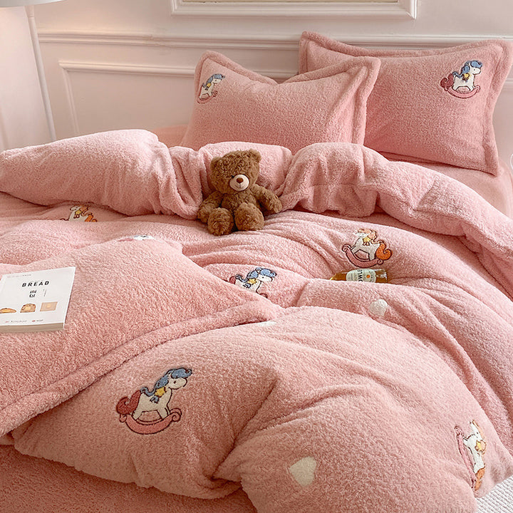 Plush Sherpa Comforter and Decorative Pillowcase Set