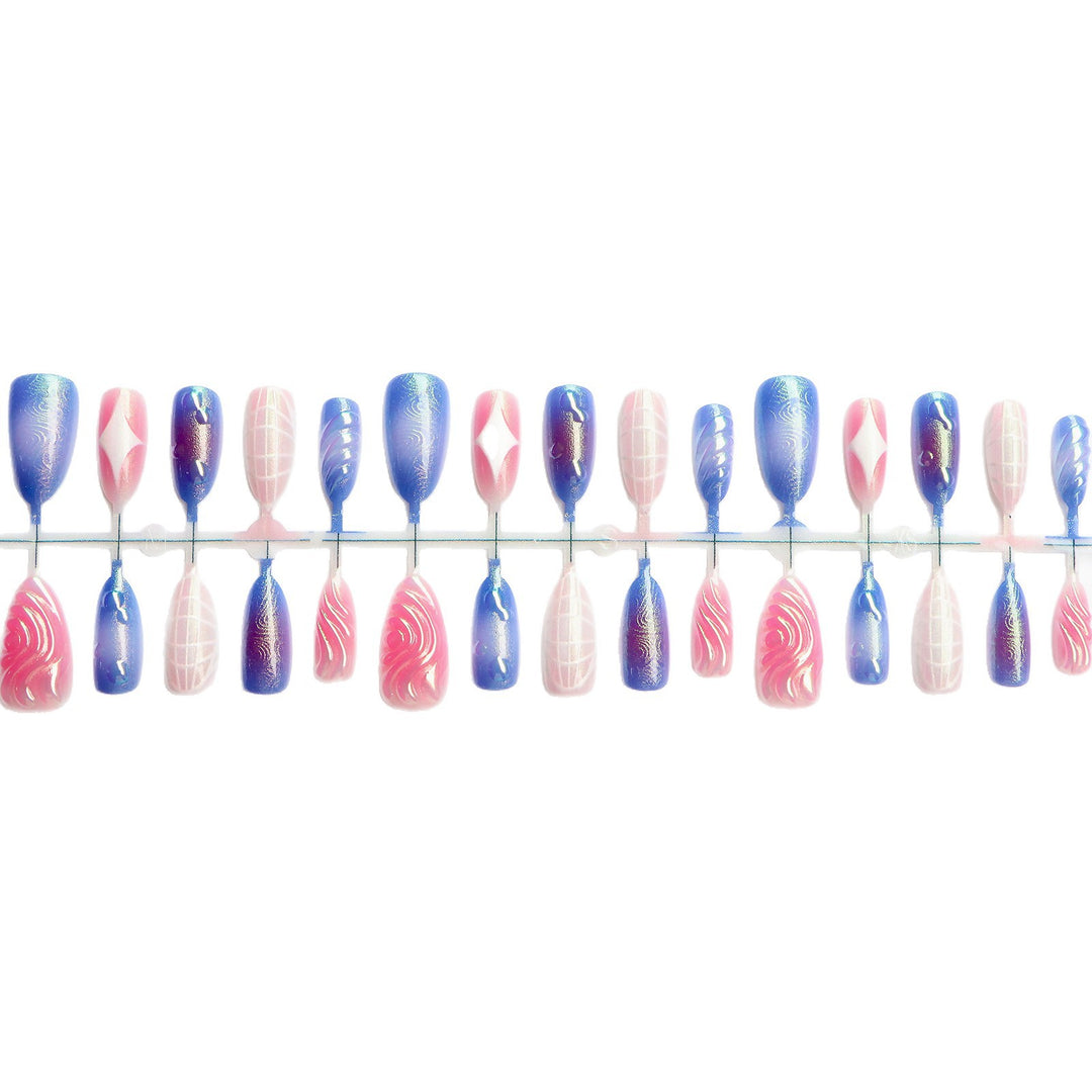 Decorative Press-On Nail Art Set with Iridescent and Abstract Designs Stornfield