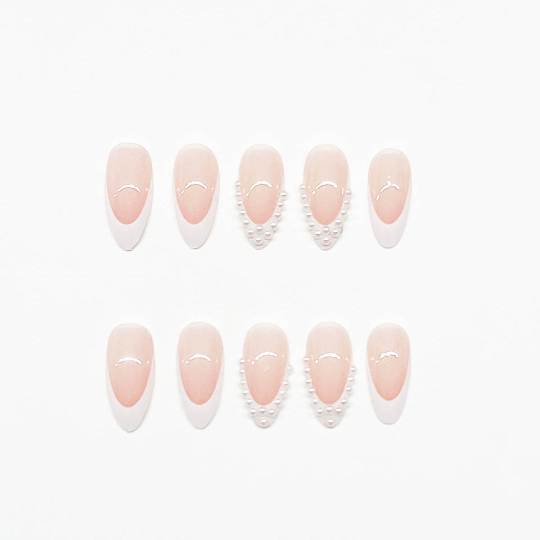 Nail art set with elegant design and 3D pearl embellishments Stornfield