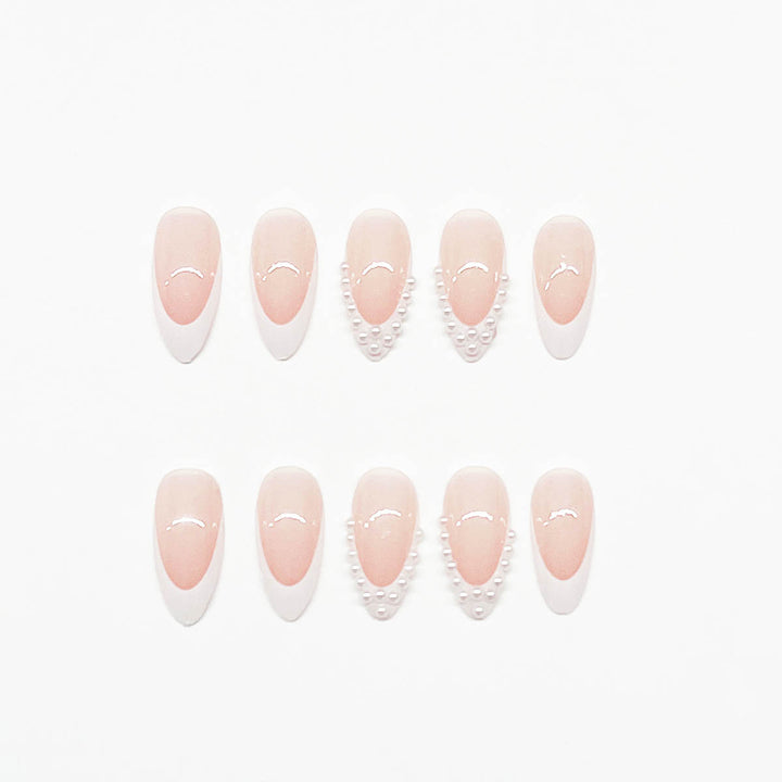 Nail art set with elegant design and 3D pearl embellishments Stornfield