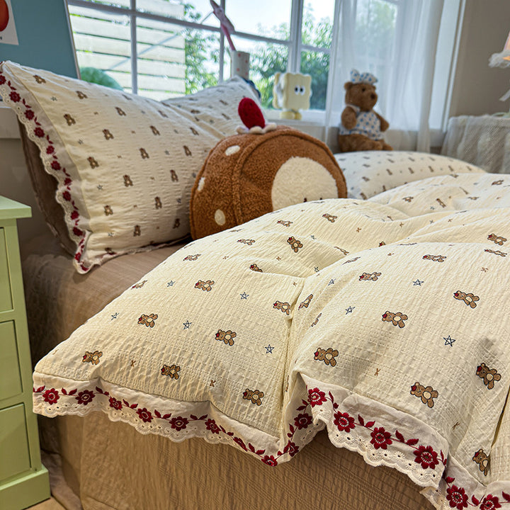 Floral Embroidered Quilted Bedspread