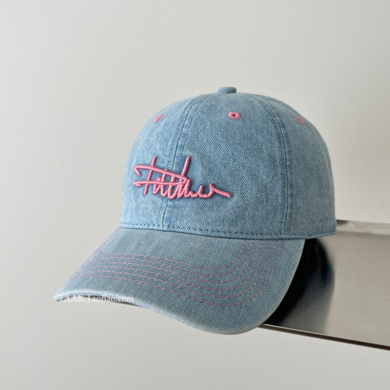 Women's Distressed Denim Embroidered Baseball Cap Stornfield