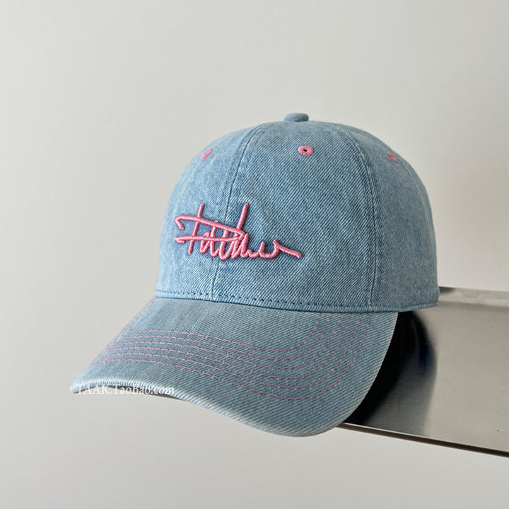 Women's Distressed Denim Embroidered Baseball Cap Stornfield