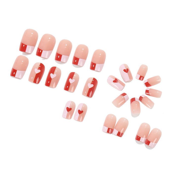 Artificial nails with romantic heart patterns Stornfield