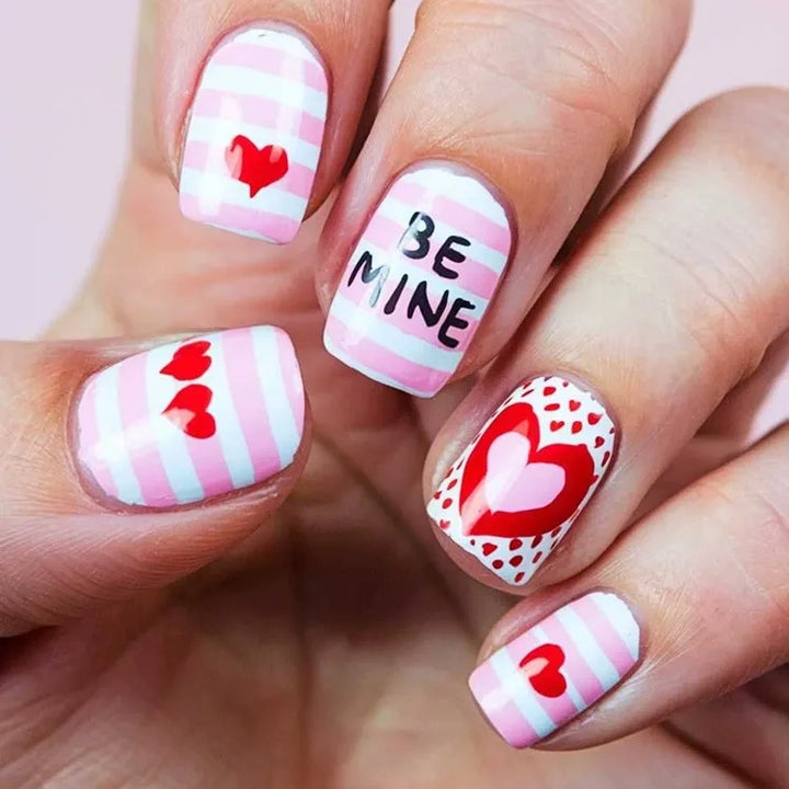 Romantic Heart-Themed Nail Art Stornfield