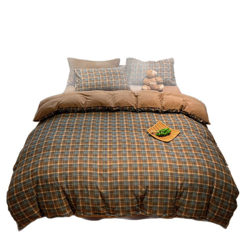 Cozy Plaid Cotton Bedding Set